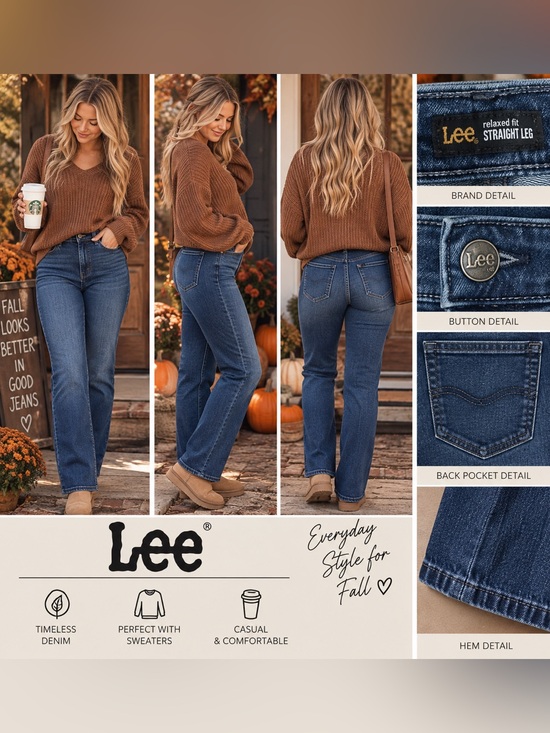 Denim - Lee Women’s Size 12 Medium Wash Straight Leg Jeans Stretch Denim